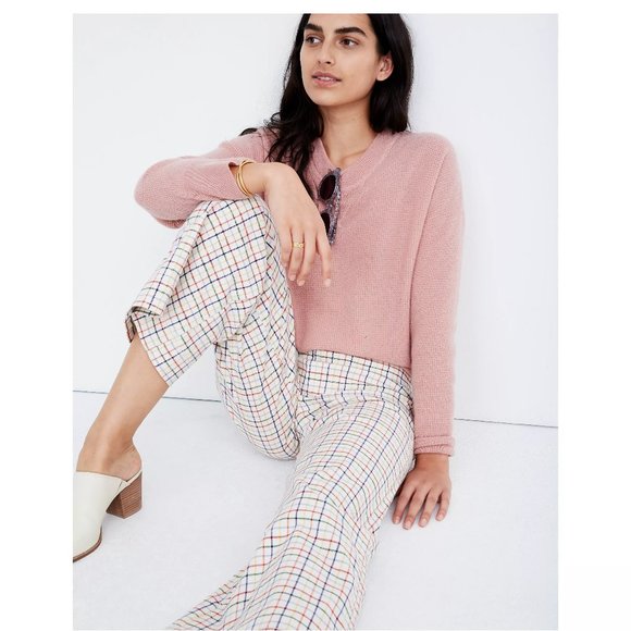 NWT Madewell Emmett Wide Leg Crop Pants in Rainbow Windowpane - Picture 2 of 8